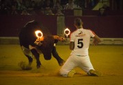 El concurso de recortes con toros embolados a fuego ofreció momentos espectaculares.